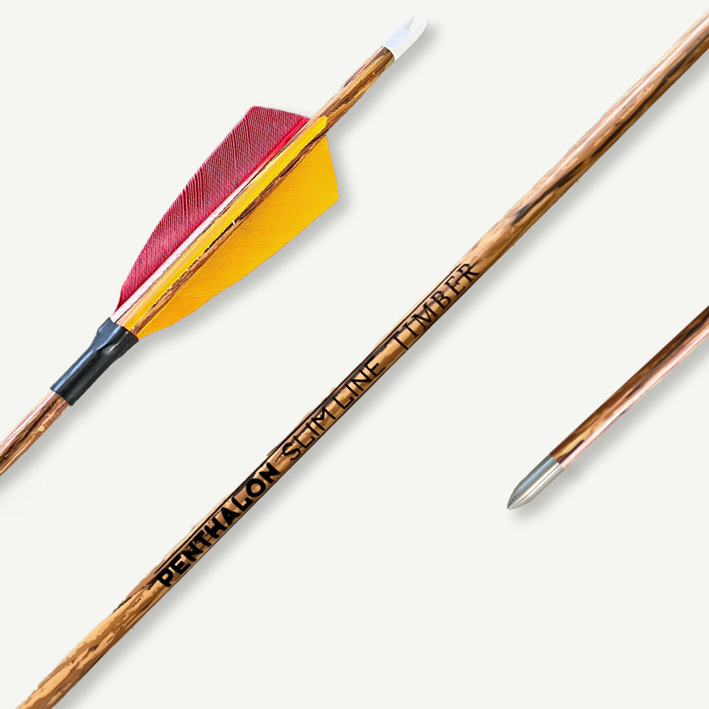 Penthalon Carbon Arrows Slim Line Timber Natural Feathers